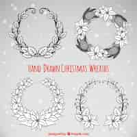 Free vector sketches pack of christmas wreaths