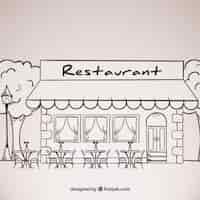 Free vector sketches restaurant facade