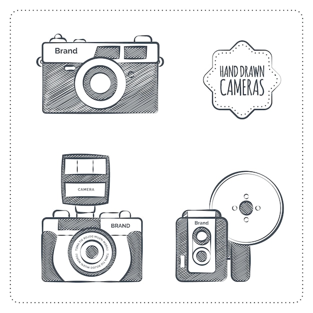 Sketches retro cameras set