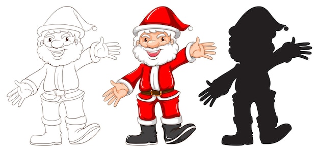 Sketches of santa claus in three different colours