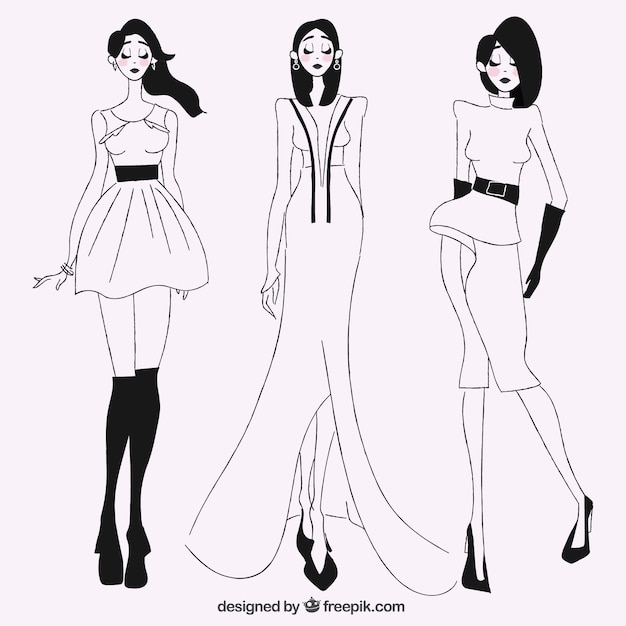 Sketches of stylish models