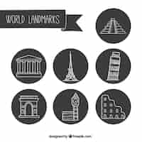 Free vector sketches travel landsmarks