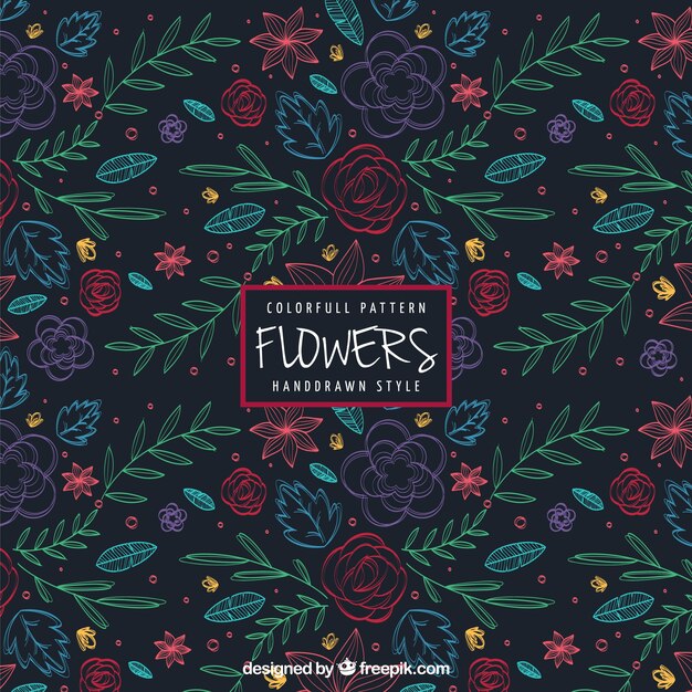 Free vector sketches variety of flowers and leaves background