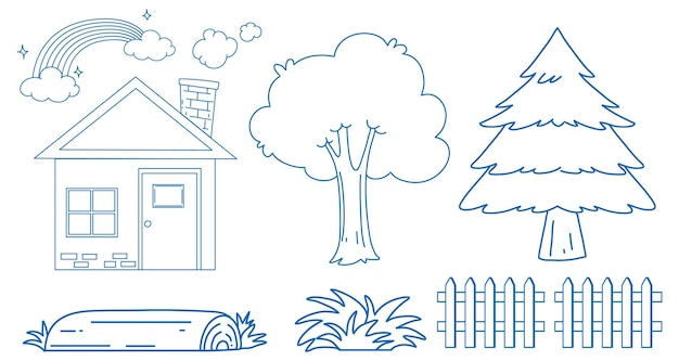 Набор для рисования с домом и деревьями