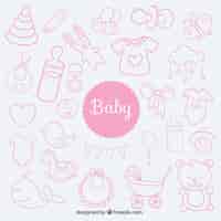 Free vector sketchy baby elements