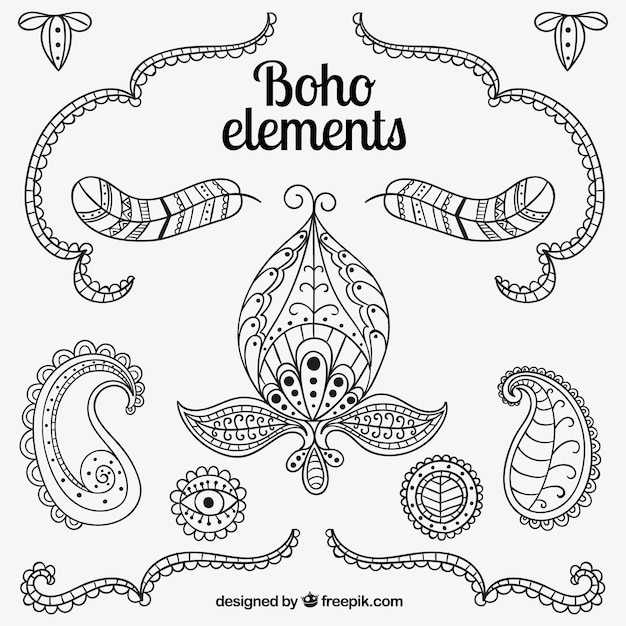 Free vector sketchy boho elements