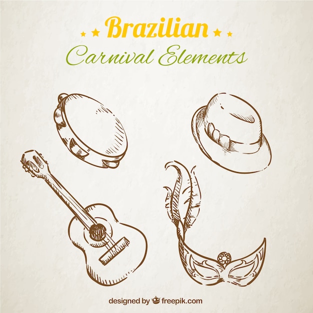 Free vector sketchy brazilian carnival elements