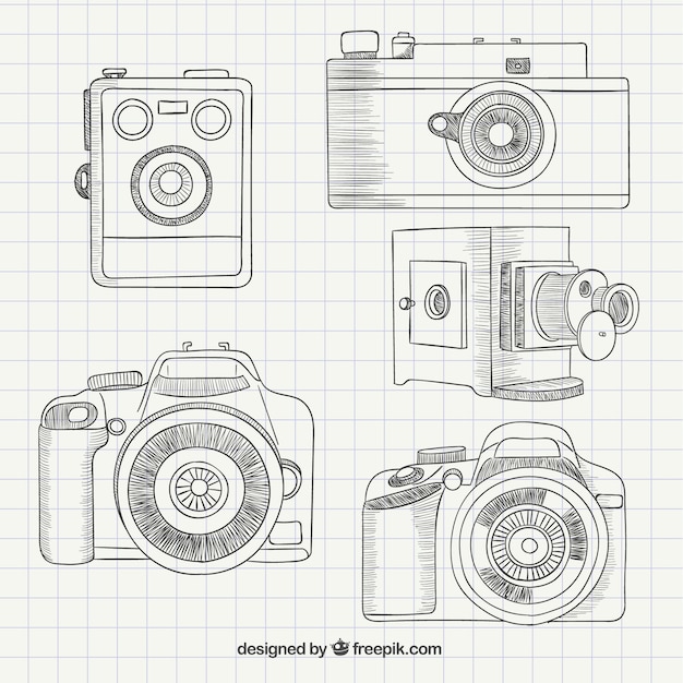 Free vector sketchy cameras collection