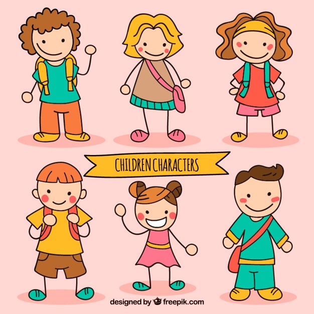 Free vector sketchy children characters pack