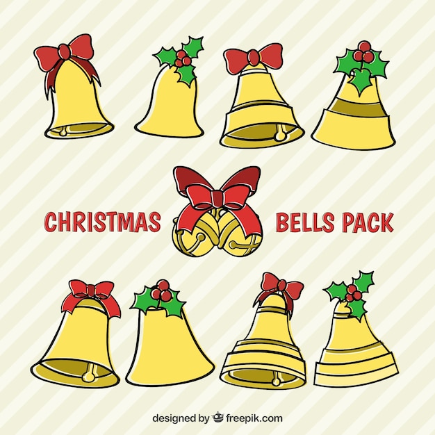 Бесплатное векторное изображение Эскизные рождественские колокола упаковка