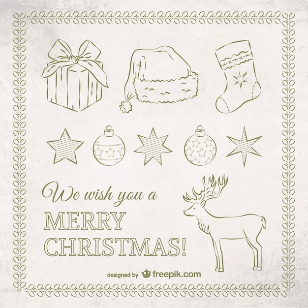 Free vector sketchy christmas card