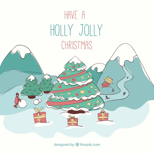 Free vector sketchy christmas nature