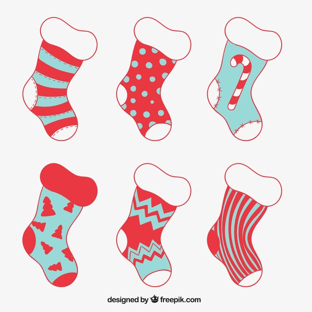 Free Vector | Sketchy christmas socks collection