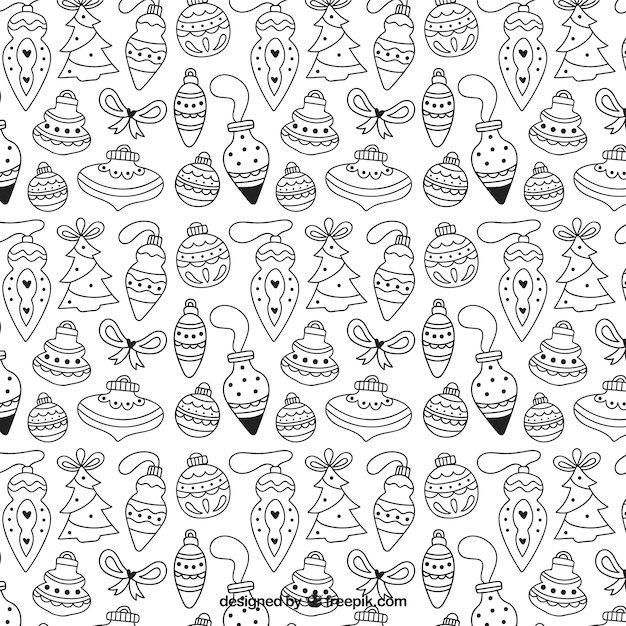 Sketchy christmas tree decoration pattern