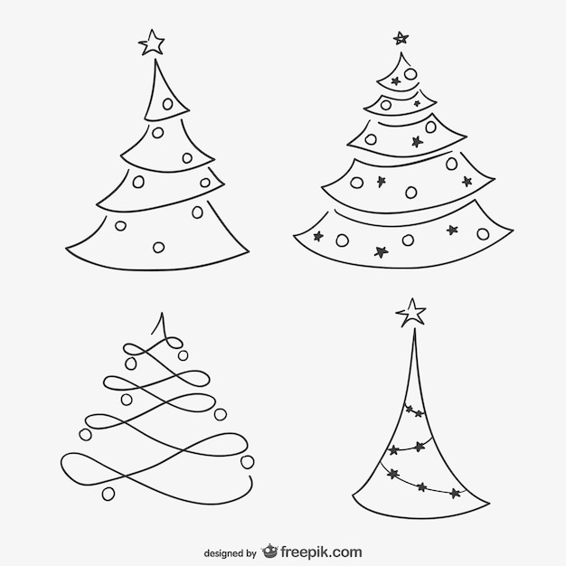 Free vector sketchy christmas trees