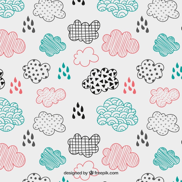 Free vector sketchy clouds pattern