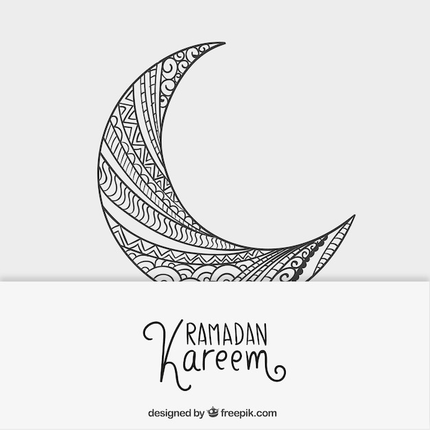 Sketchy crescent moon for Ramadan Kareem