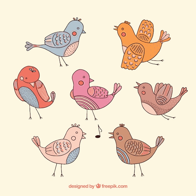 Free vector sketchy cute birds