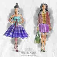 Free vector sketchy fashion models