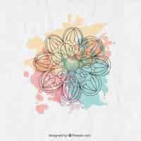 Free vector sketchy flower with watercolor splashes