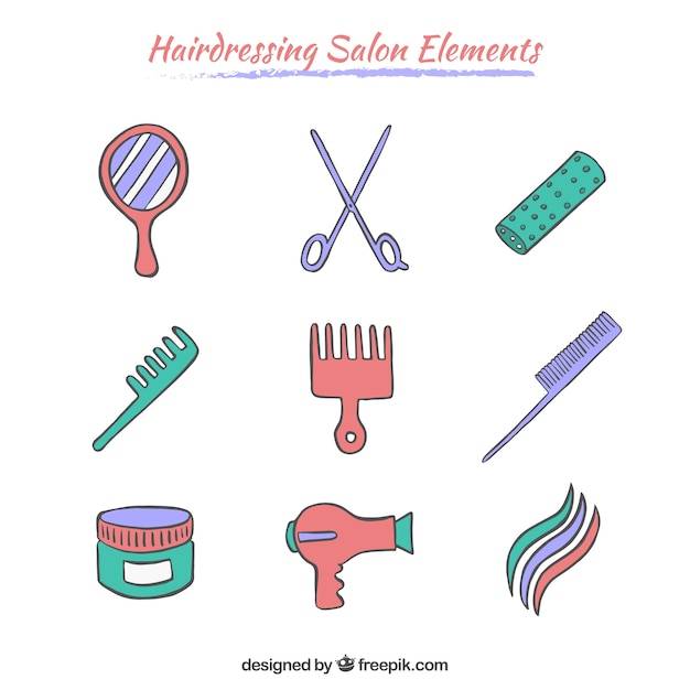 Free vector sketchy hairdressing salon elements