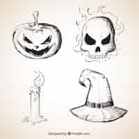 Free vector sketchy halloween elements
