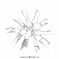 Бесплатное векторное изображение Скетчивые руки, работающие вместе