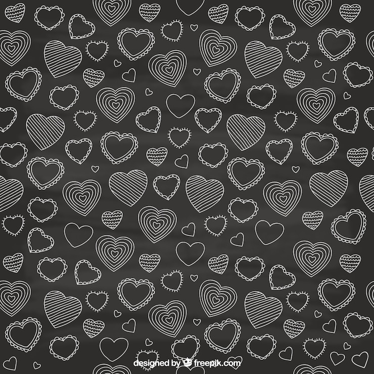 मुफ़्त वेक्टर sketchy hearts pattern in blackboard style