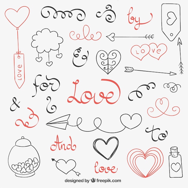 Vettore gratuito sketchy decorazione amore