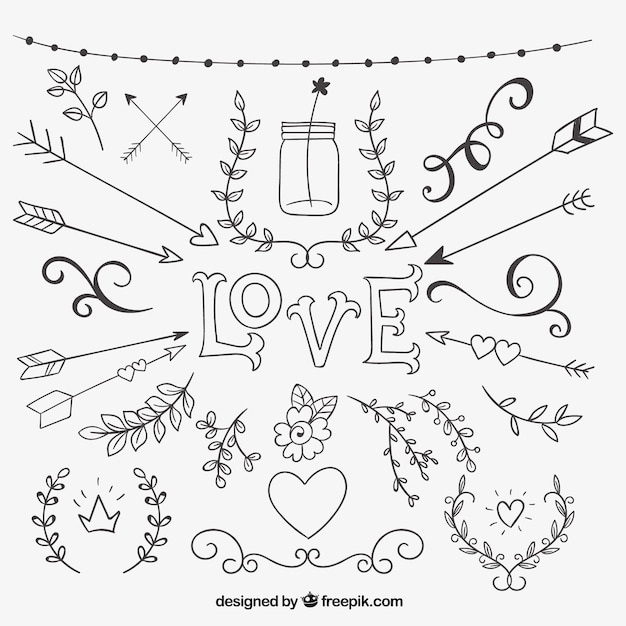 Sketchy Love Decoration: Free Vector Templates for Download