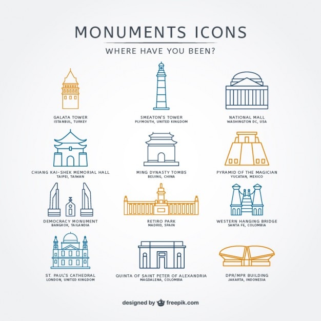 Sketchy monuments icons