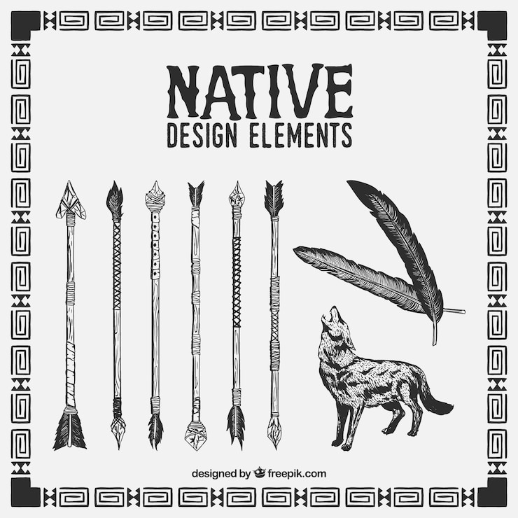 Free Vector sketchy native design elements