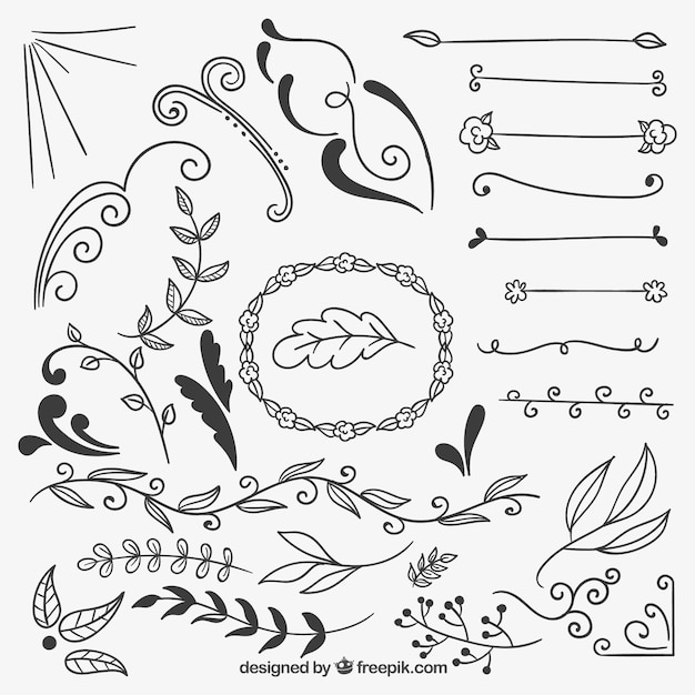 Free vector sketchy natural decoration