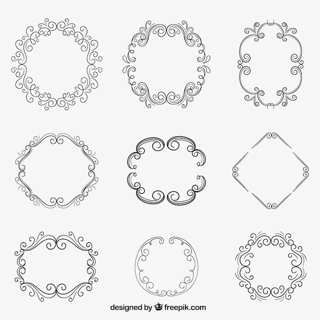 Free vector sketchy ornamentals frames