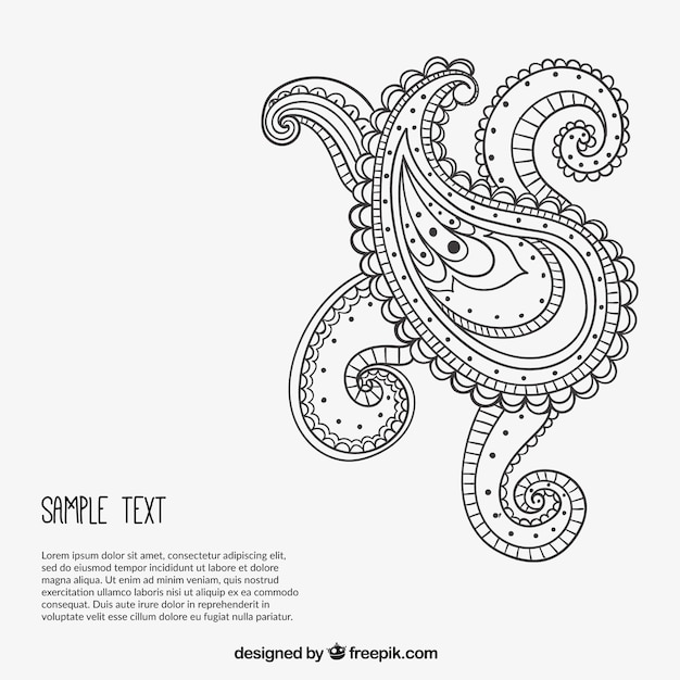 Vettore gratuito paisley sketchy ornamento modello