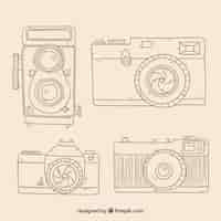 Free vector sketchy photo cameras collection