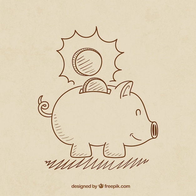 Free vector sketchy piggybank