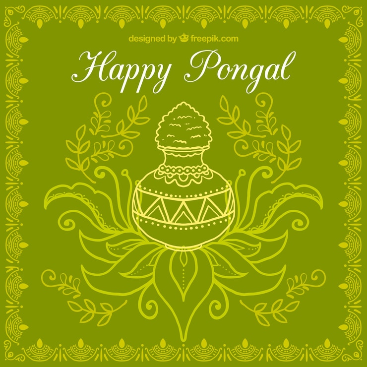 मुफ़्त वेक्टर sketchy pongal pot on a green background
