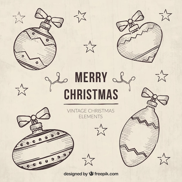 Free vector sketchy retro christmas baubles