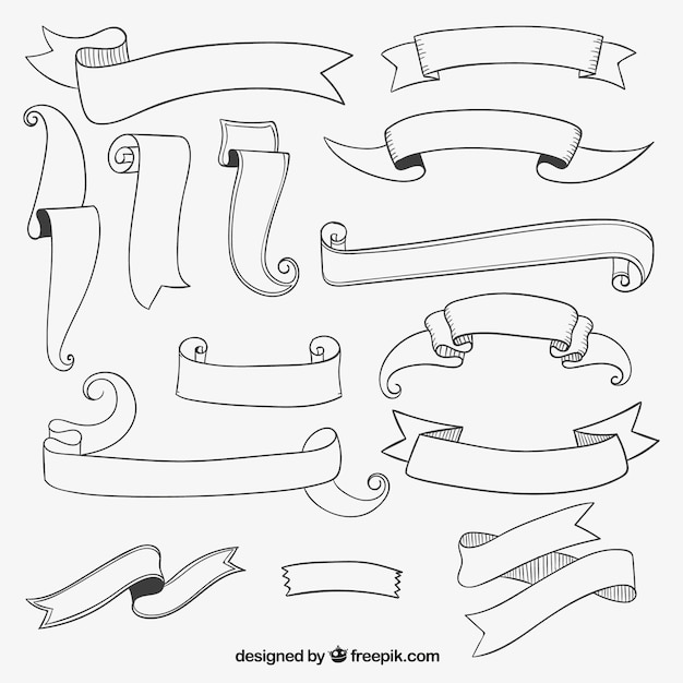 Free vector sketchy ribbon banners collection