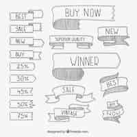 Free vector sketchy ribbons for sales