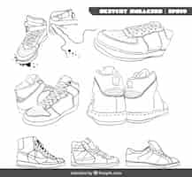 Vettore gratuito collezione di sneakers sketchy