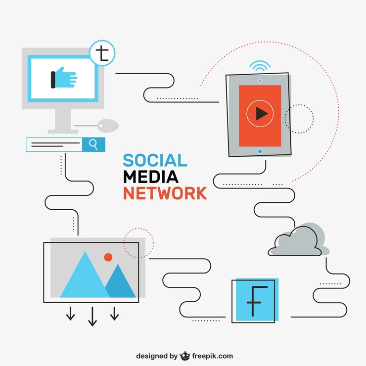 Free Vector sketchy social media concept