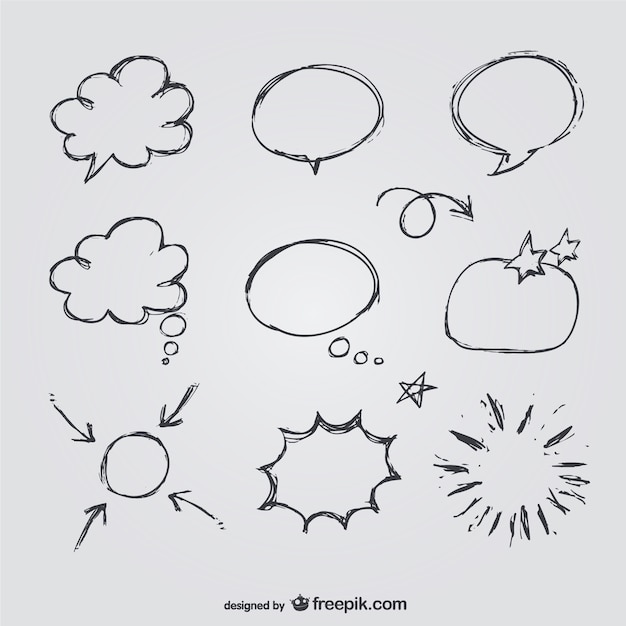 Free vector sketchy speech bubbles