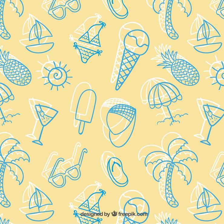 Free Vector sketchy summer pattern