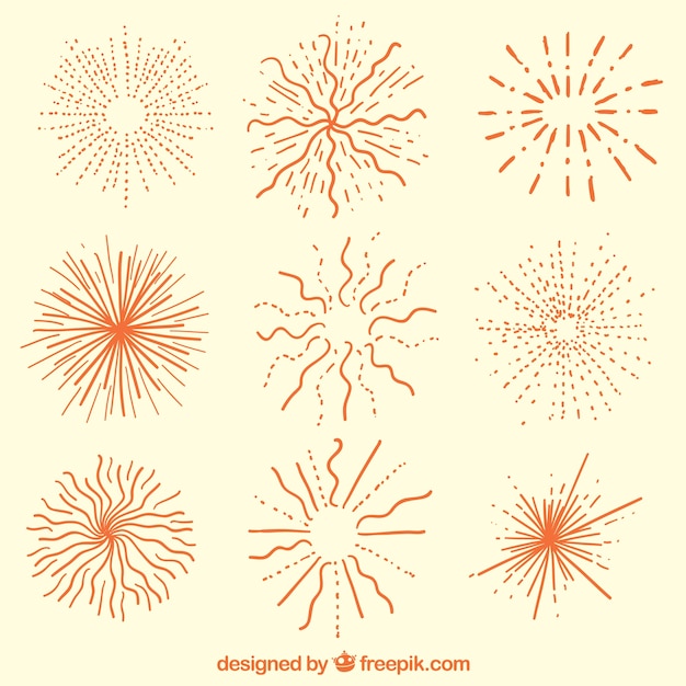 Free vector sketchy sunbursts collection