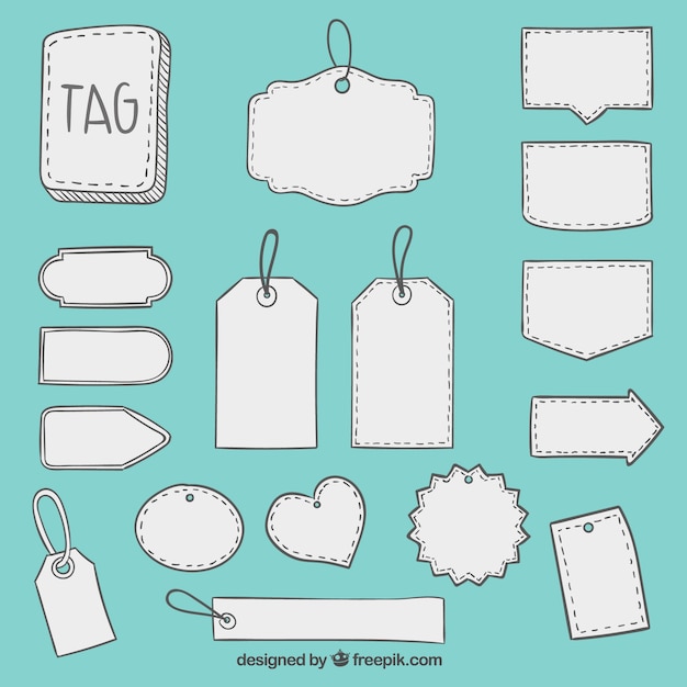 Free vector sketchy tags collection