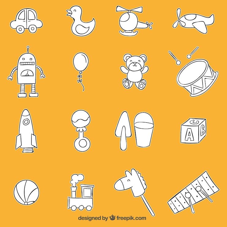 Free Vector sketchy toys collection