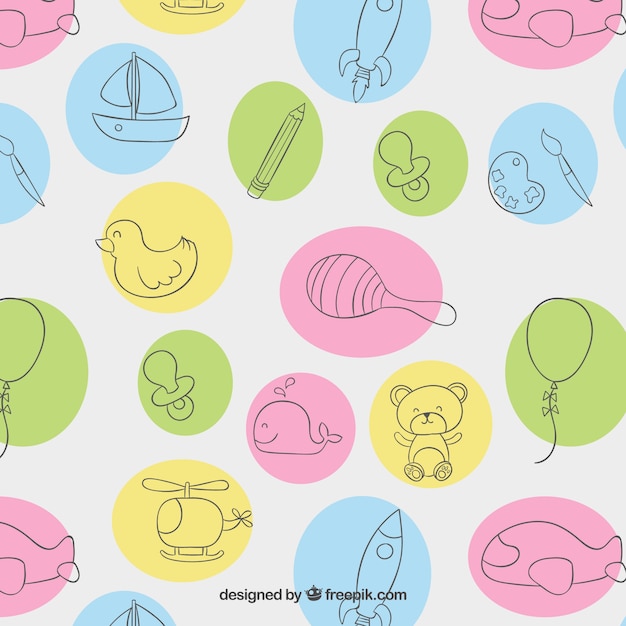 Free vector sketchy toys pattern