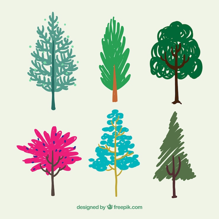 Free Vector sketchy trees